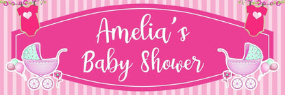2 Personalised Baby Shower Celebration Banners - New Mum To Be - Party Decoration Posters