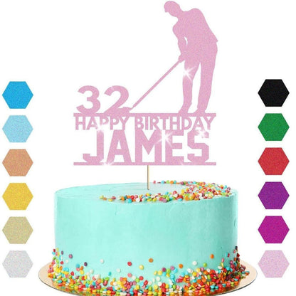Personalised  Golfer Cake Topper Golf Golfing Birthday Cake Decoration Any Name & Age