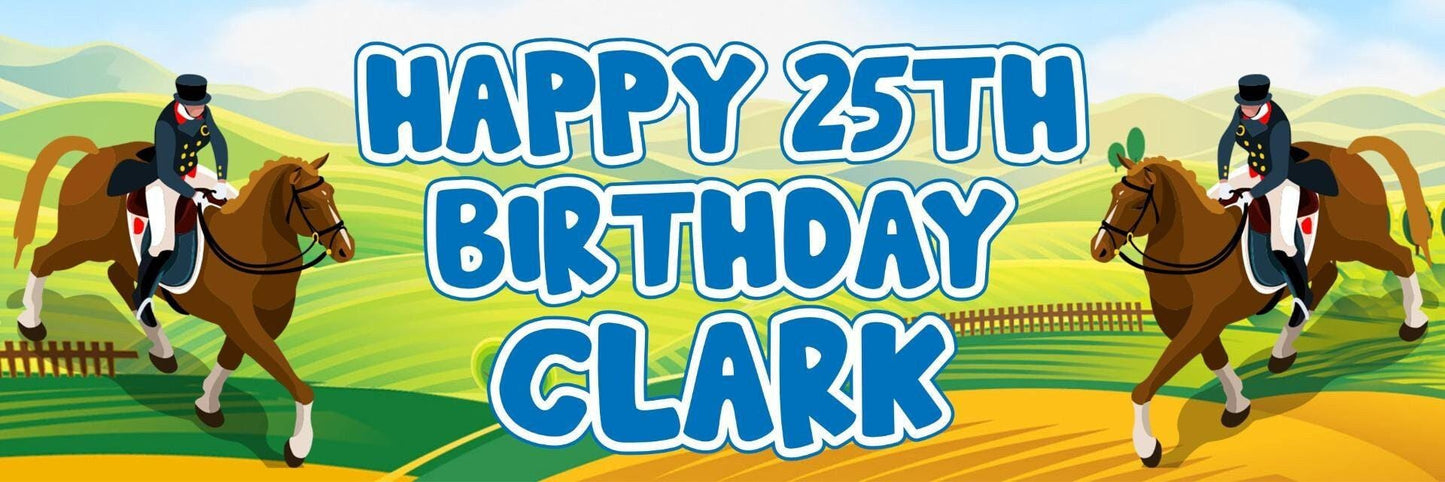 Personalised Horse Racing Birthday Banners: Any Name & Age (Set of 2)