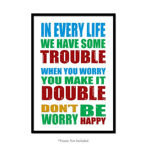 Be Happy Wall Art Poster Inspirational Motivational Quote Print Room Home Decor