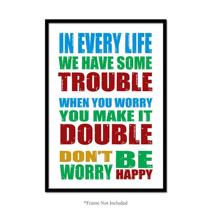 Be Happy Wall Art Poster Inspirational Motivational Quote Print Room Home Decor