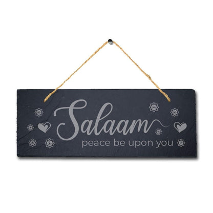 Salam Peace Be Upon You Laser Engraved Islamic Wall Hanging Slate Plaque Sign