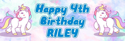 2 Personalised Twin Unicorn Birthday Party Celebration Banner Decoration Posters