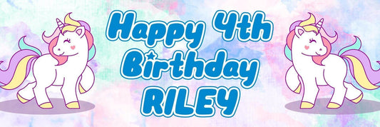 2 Personalised Twin Unicorn Birthday Party Celebration Banner Decoration Posters
