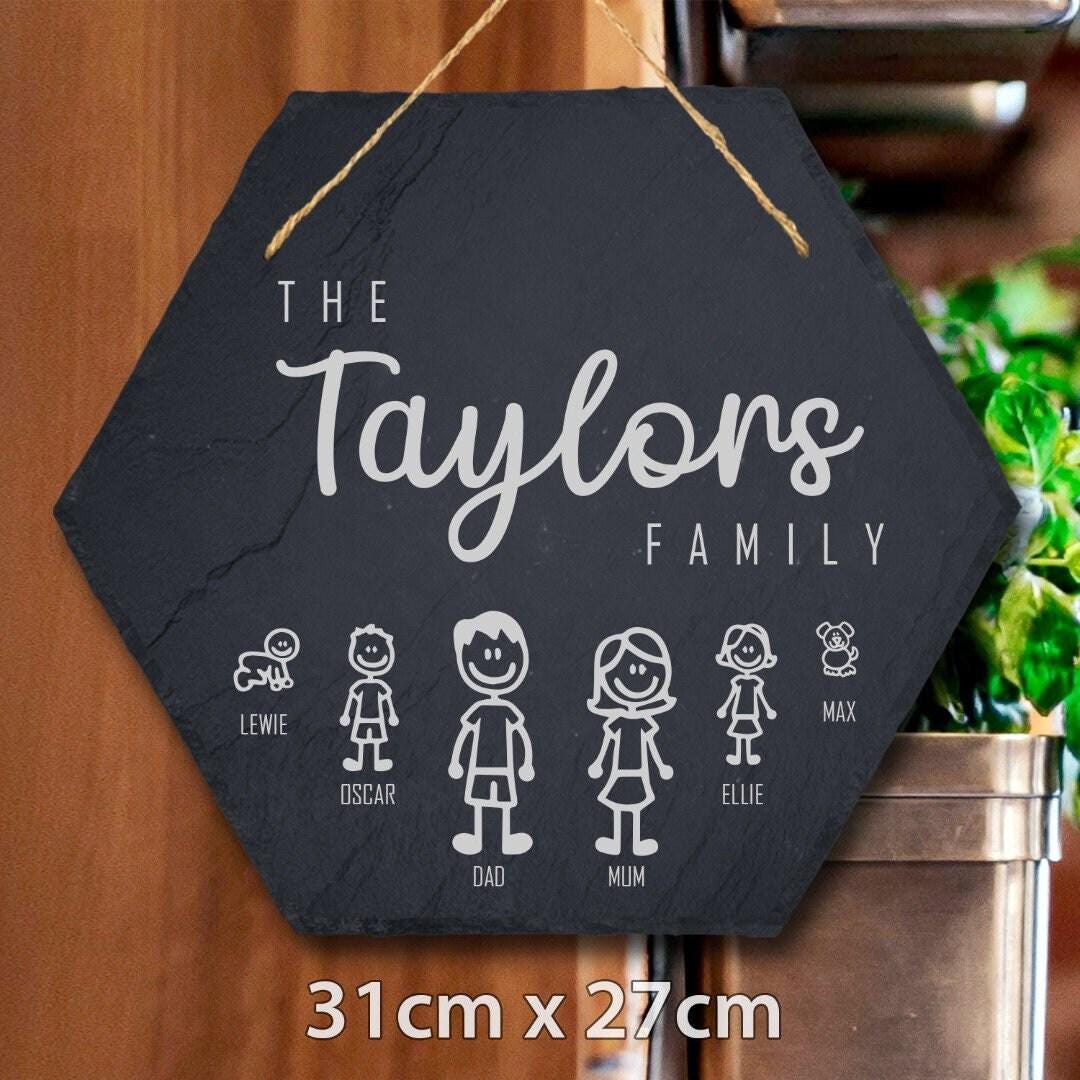 Family Name Personalised Hanging Slate Sign New Home House Warming Gift