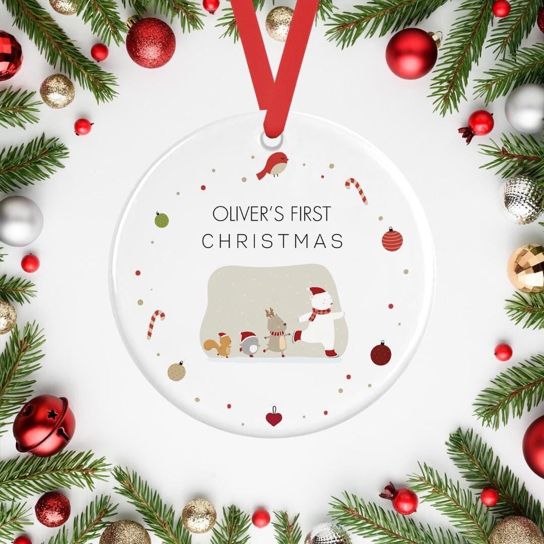 Personalised Babys First Christmas  Ceramic Bauble 1st Xmas Tree Hanging Keepsake Moment Gift
