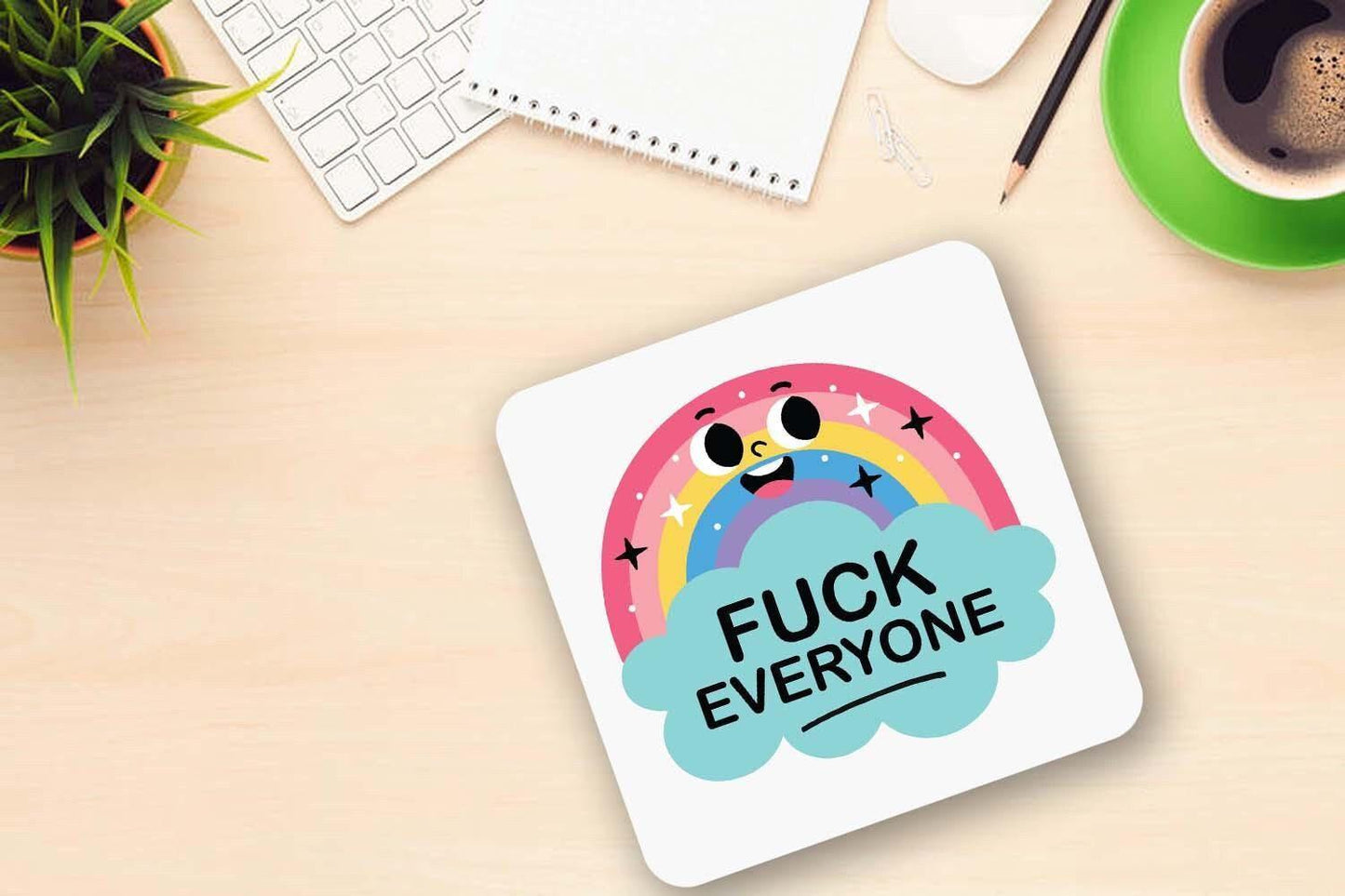 Mug And Coaster Gift Set Rude Offensive Joke Rainbow Funny Coffee Novelty Gifts