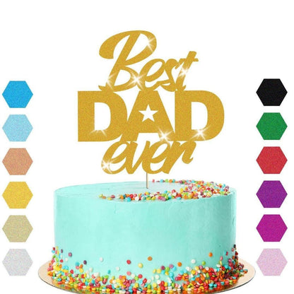 Best Dad Ever Fathers Day Cake Topper Dad Daddy Party Glitter Cake Decoration