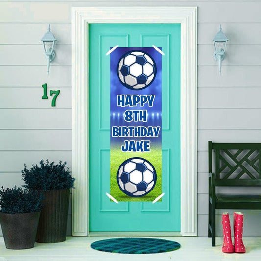 2x Personalised Football Birthday Banner: Custom Party Decoration For Kids Boys