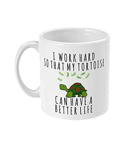 Turtle Lover Coffee Mug: "I Work Hard" UK Made Gift Set