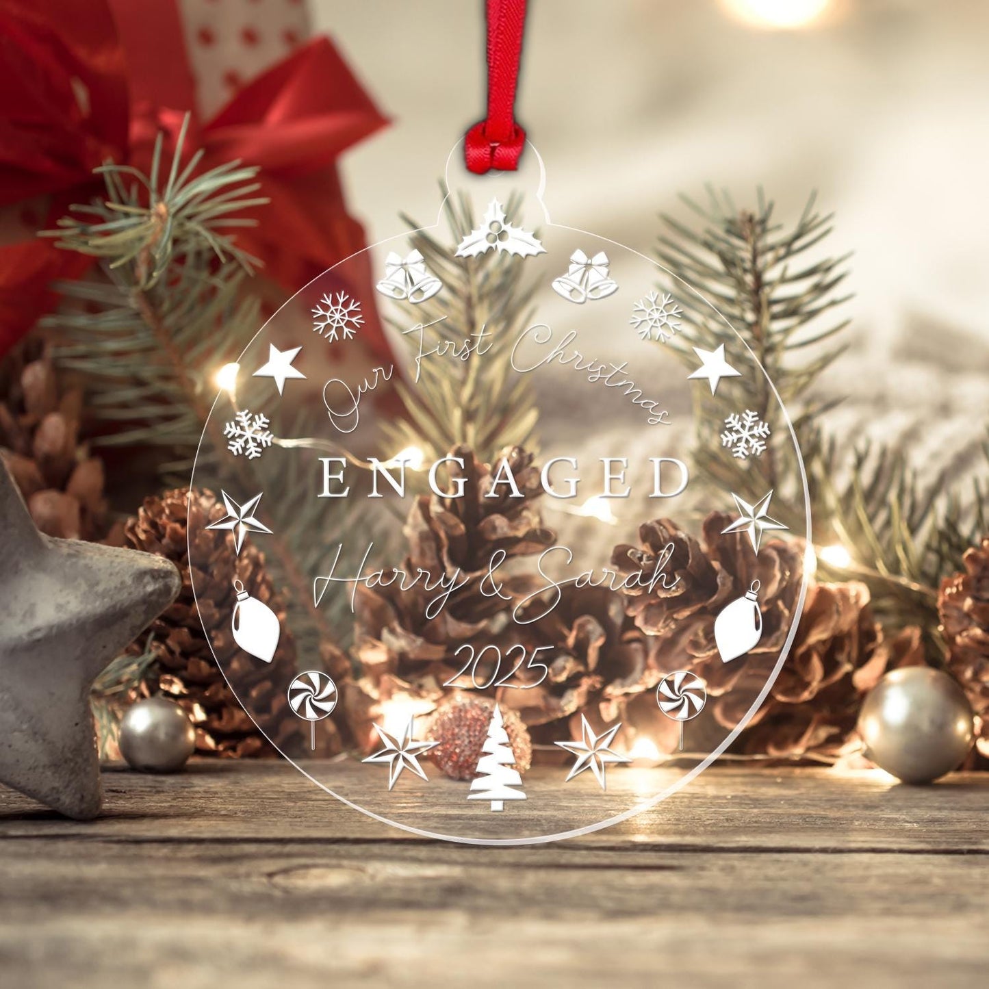 Personalised Couple Christmas Bauble Engagement Marriage Gift First Christmasgiftdecortree