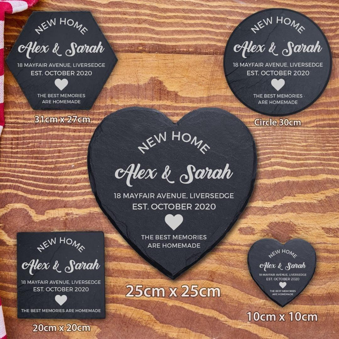 Personalised New Home First Home Housewarming Engraved Slate Coaster Serving Boards
