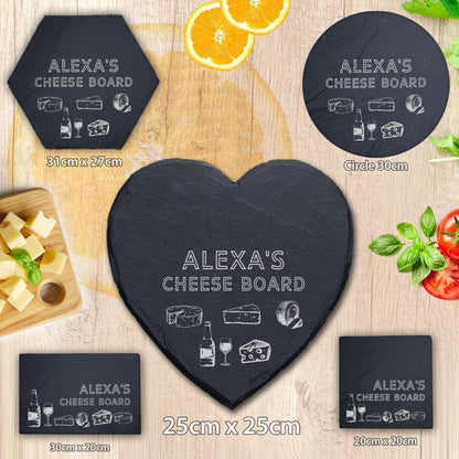 Personalised Engraved Cheese Slate Board Cutting Chopping Serving Placemats