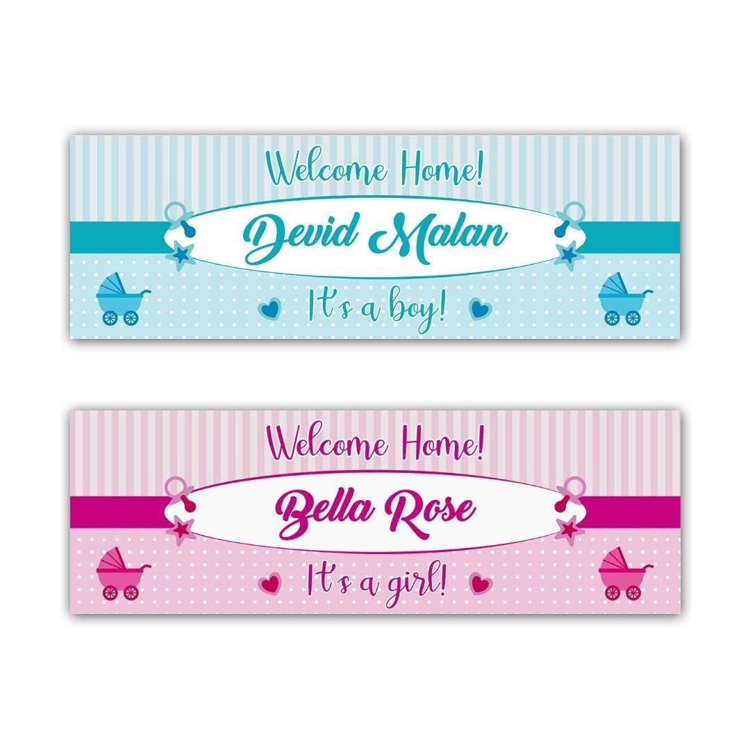 2 Personalised Welcome Home Baby Party Celebration Banners Decoration Posters