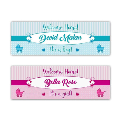 2 Personalised Welcome Home Baby Party Celebration Banners Decoration Posters