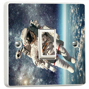 Astronaut Earth Space Stars Light Switch Sticker Cover Vinyl Skin Wall Decal