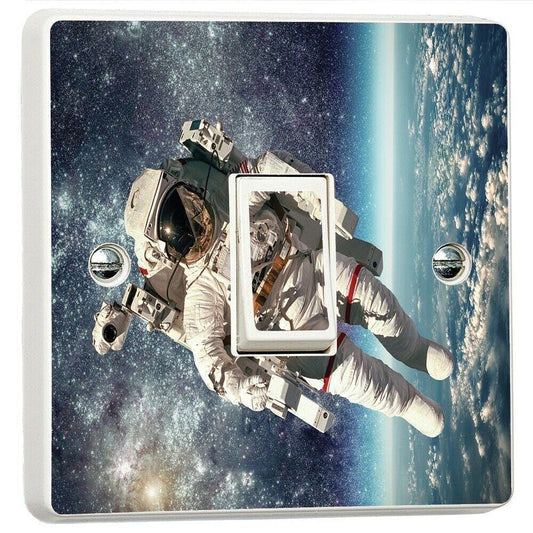 Astronaut Earth Space Stars Light Switch Sticker Cover Vinyl Skin Wall Decal