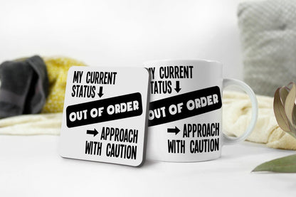 Out Of Order Mug & Coaster Set Funny Sarcastic Birthday Office Boss Coffee Gift