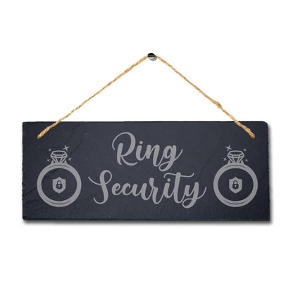 Ring Security Laser Engraved Hanging Slate Wedding Ring Venue Party Plaque Sign