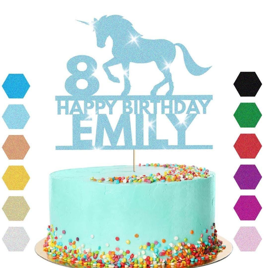 Personalised Unicorn Cake Topper Party Birthday Cake Decoration Any Name & Age