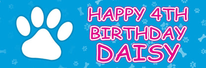 2 Personalised Paw Print Birthday Party Celebration Banners Decoration Posters