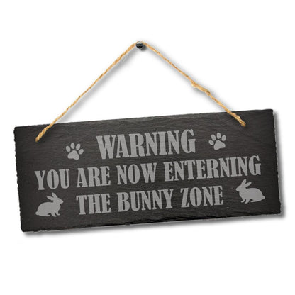 Warning Bunny Zone Rabbit Area Enclosure Engraved Hanging Slate Home Hutch Sign