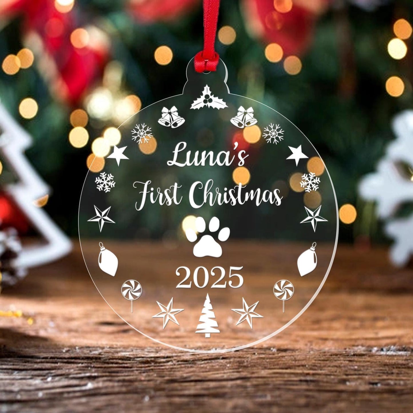 Personalised First Christmas Bauble Cat Dog Pet 1st Xmas Tree Decoration Gift