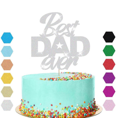 Best Dad Ever Fathers Day Cake Topper Dad Daddy Party Glitter Cake Decoration