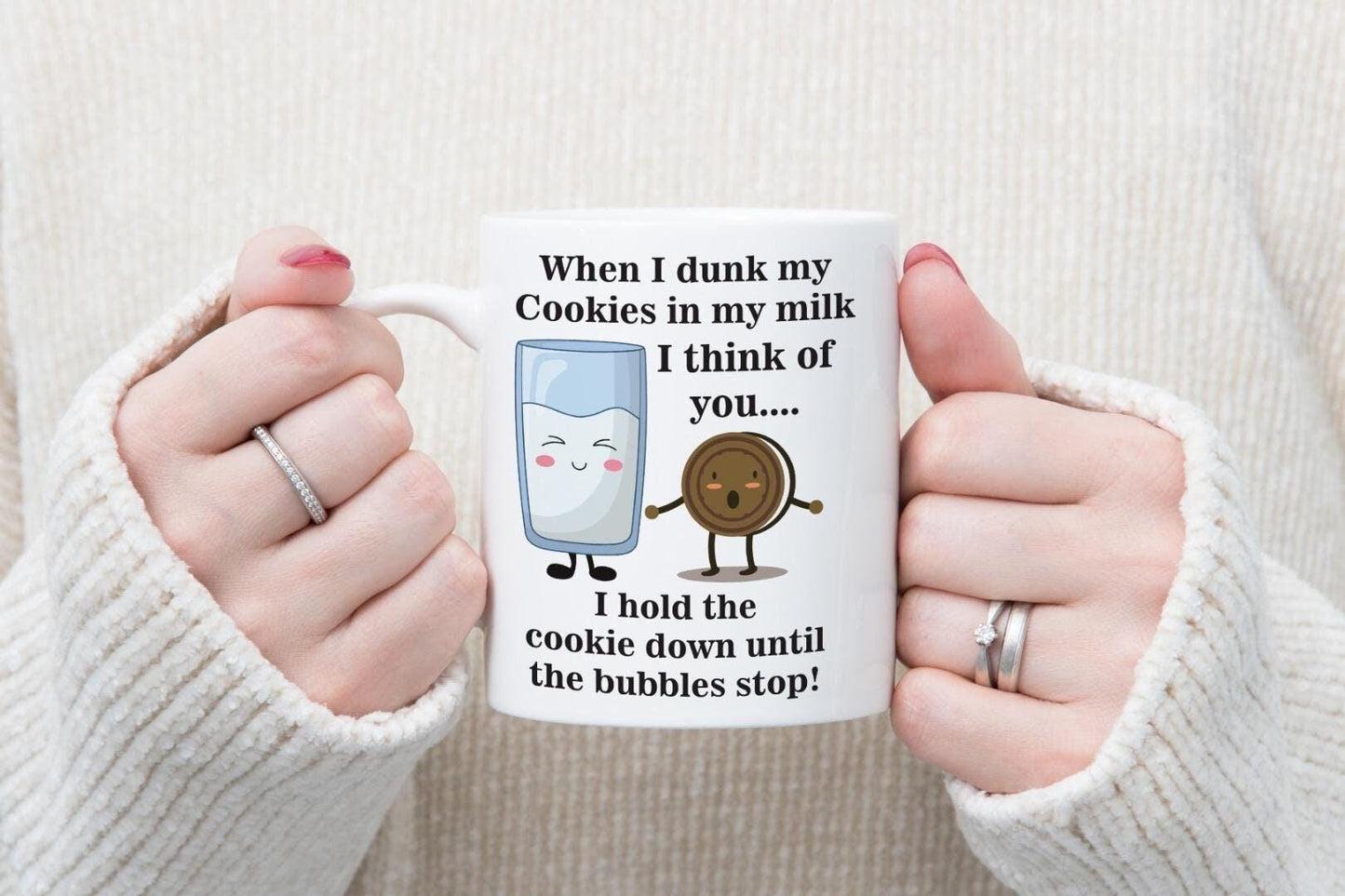 Funny Cookies & Milk Mug with Coaster Set - Valentines Day Coffee Gift