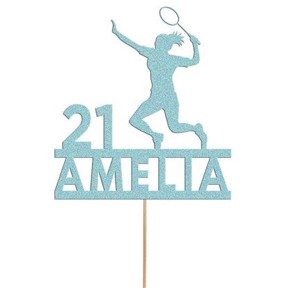 Personalised Glitter Tennis Birthday Cake Topper: Any Name & Age