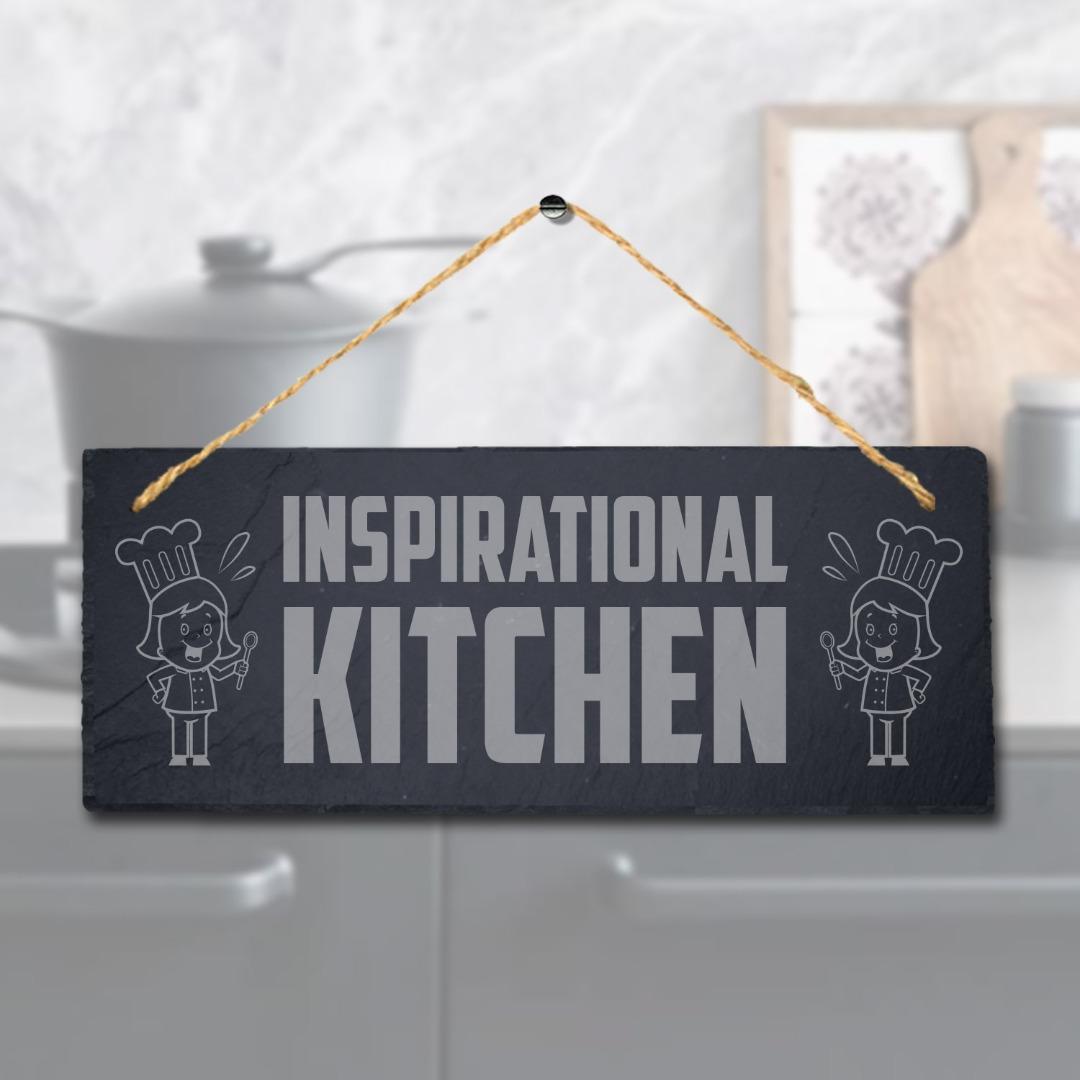 Inspirational Kitchen Laser Engraved Hanging Slate Kitchen Home Plaque Sign