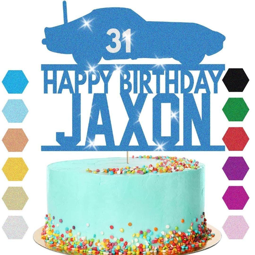 Personalised Glitter Card Racing Car Cake Topper: Birthday Decoration with Any Name and Age