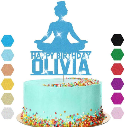 Yoga Girl Cake Topper Personalised Gymnastic Birthday Cake Decoration Any Name