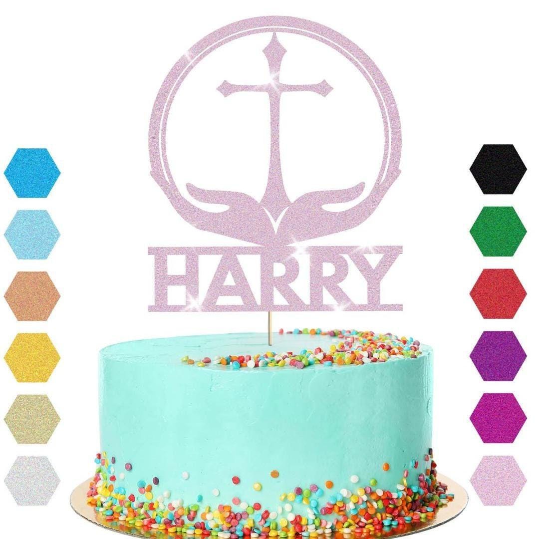 Personalised Cross Confirmation Cake Topper Congratulation Birthday Cake Any Name