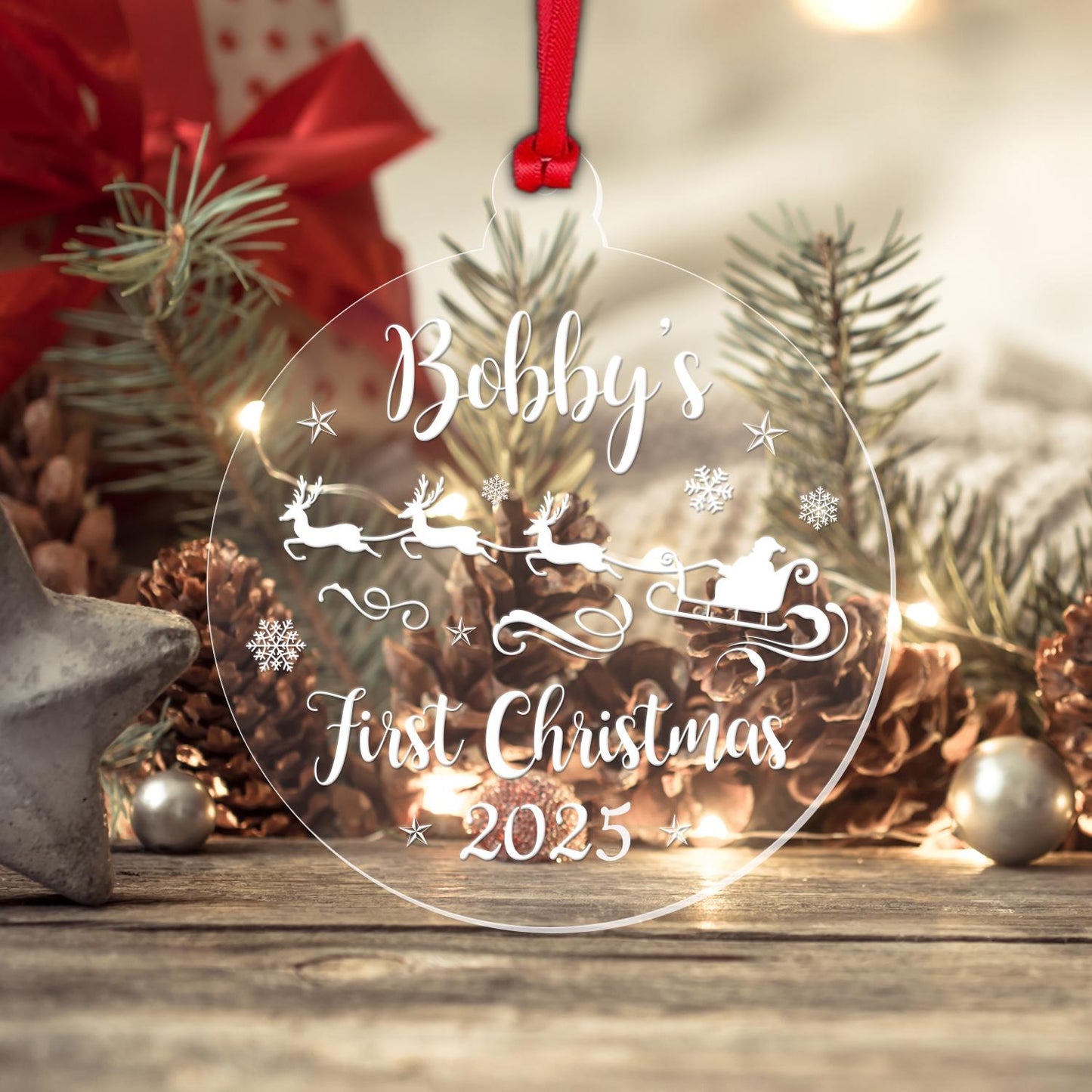 Personalised Babys First Christmas Bauble 1st Xmas Santa Tree Decoration Gift