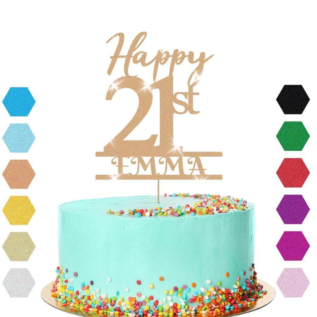 Personalised Name 21st Birthday Glitter Cake Topper Party Cake Decorations Gift