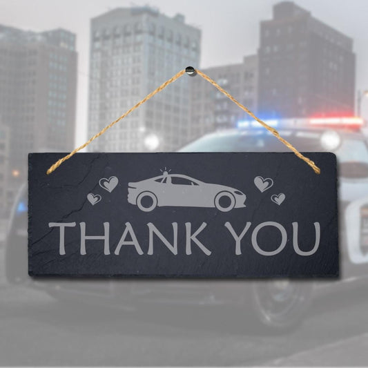 Thank You Engraved Hanging Natural Slate Lockdown Cop Police Guard Plaque Sign