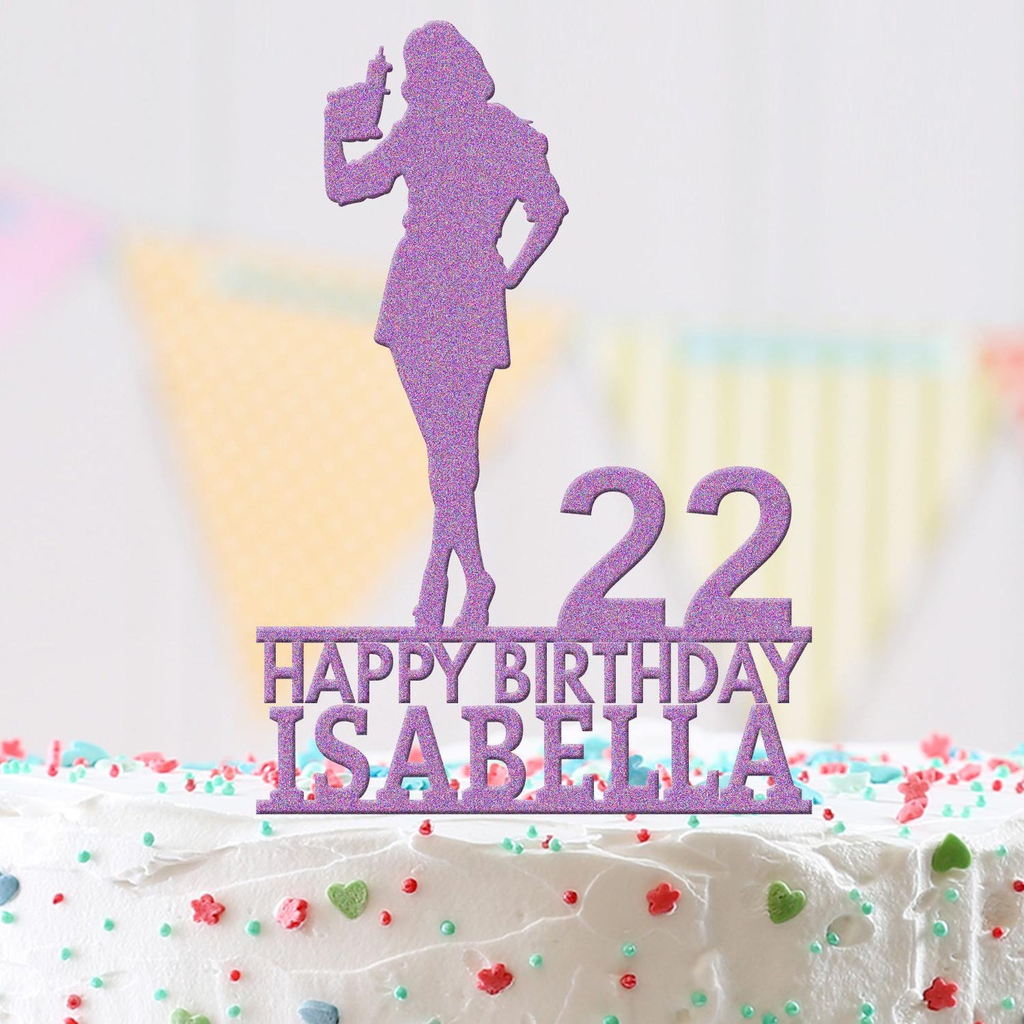 Spy Female Agent Cake Topper Personalised Girls Birthday Cake Decoration Any Name & Age