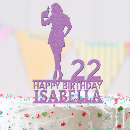 Spy Female Agent Cake Topper Personalised Girls Birthday Cake Decoration Any Name & Age