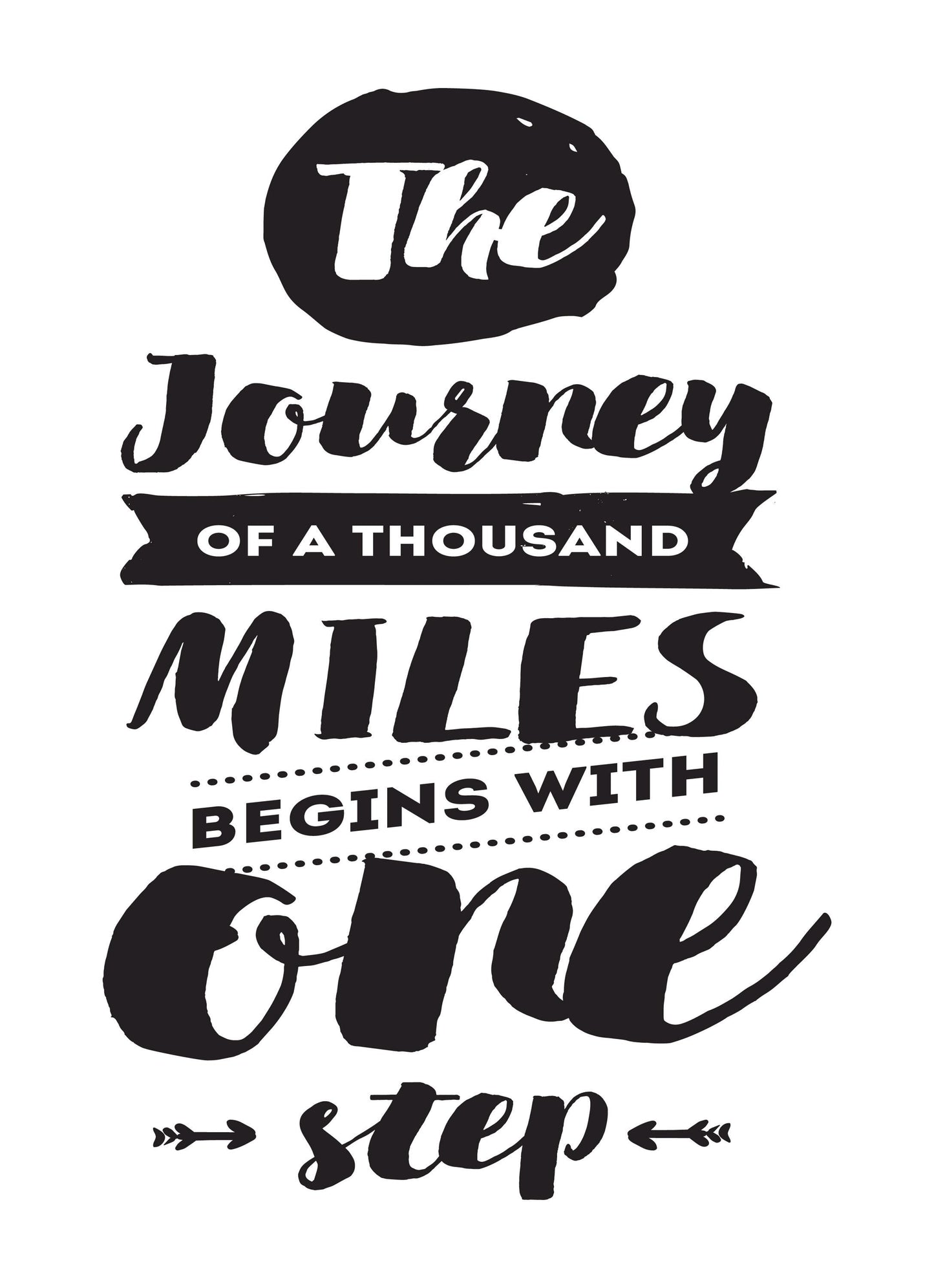 The Journey Of Thousand Miles Inspirational Positive Quote Poster Wall