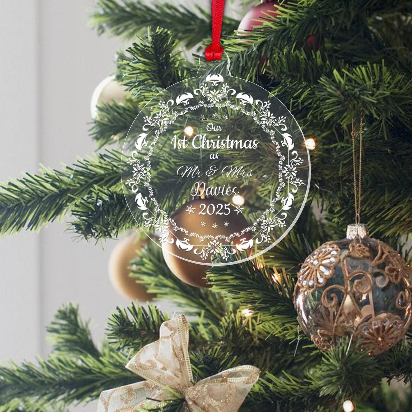 Personalised First Christmas Mr And Mrs Bauble 1st Xmas Married Decoration Gift