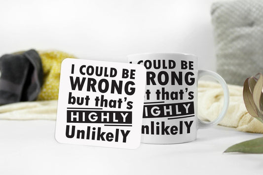 I Could Be Wrong Mug And Coaster Birthday Gift Set Office Coffee Cup Gifts