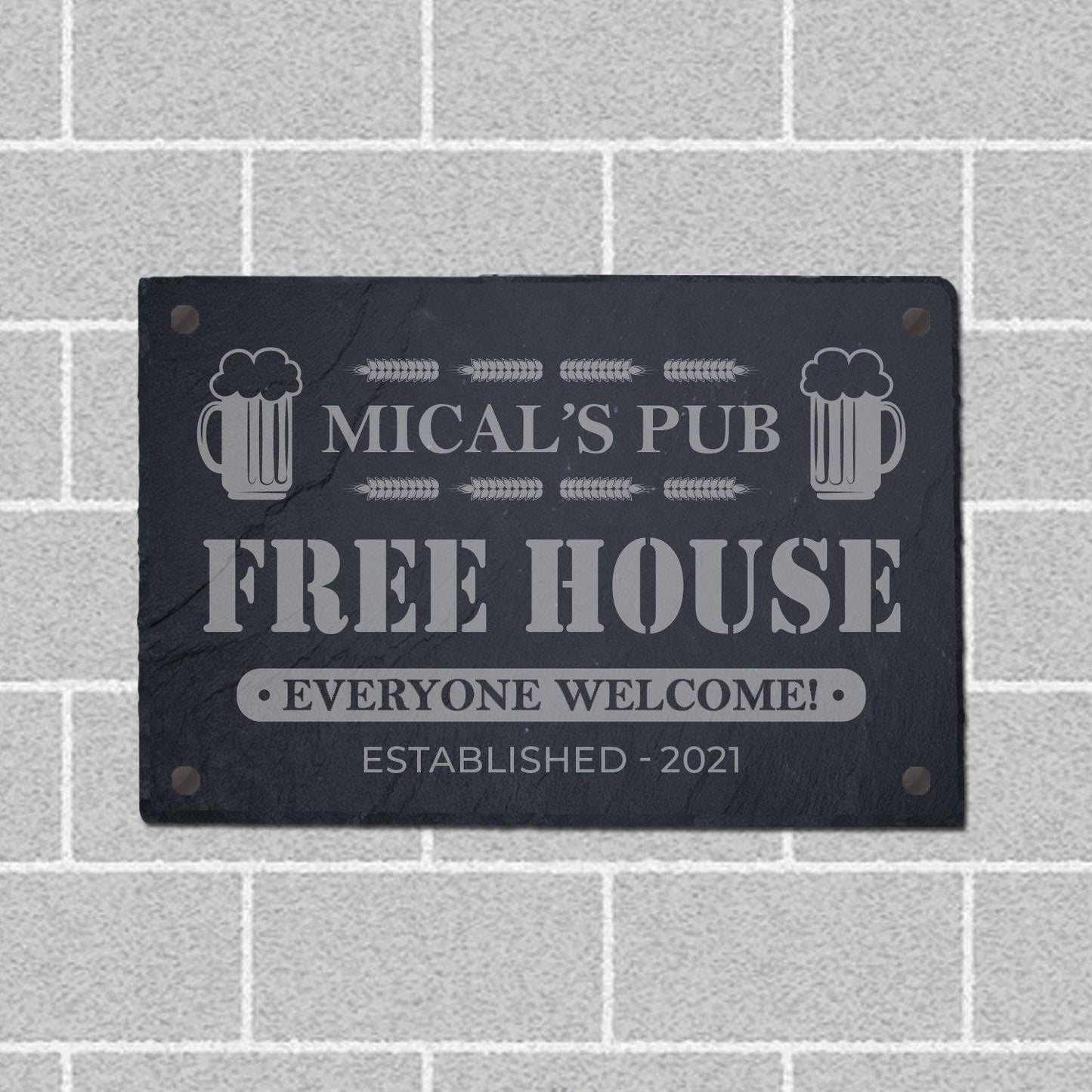 Personalised House Plaque Home Street Name Wall Slate Sign Laser Engraved Stone