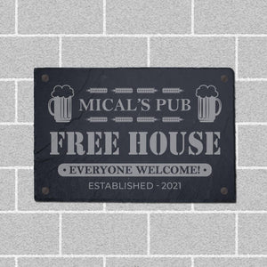 Personalised House Plaque Home Street Name Wall Slate Sign Laser Engraved Stone