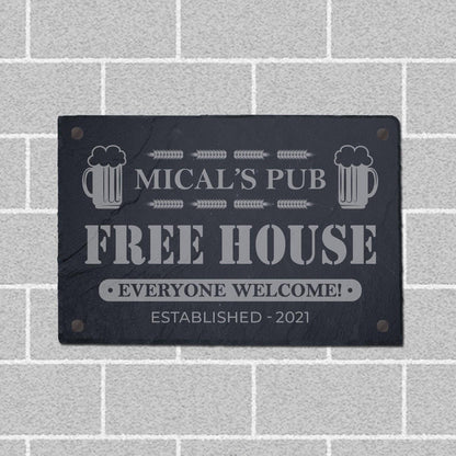 Personalised House Plaque Home Street Name Wall Slate Sign Laser Engraved Stone