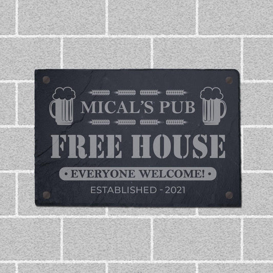 Personalised House Plaque Home Street Name Wall Slate Sign Laser Engraved Stone