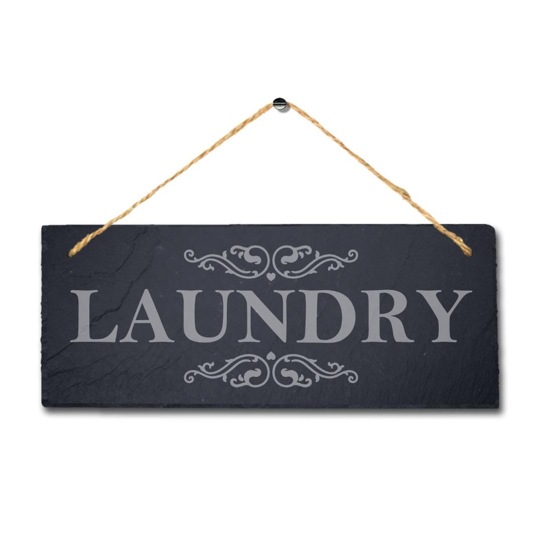 Laundry Laser Engraved Hanging Slate Laundry Hub Home Decor Plaque Sign
