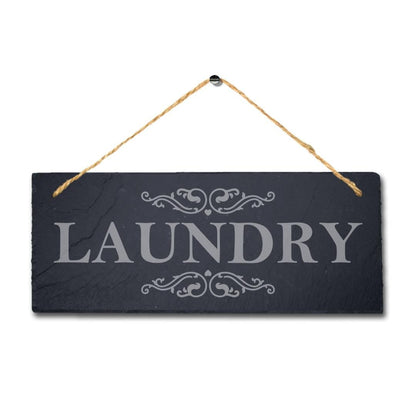 Laundry Laser Engraved Hanging Slate Laundry Hub Home Decor Plaque Sign