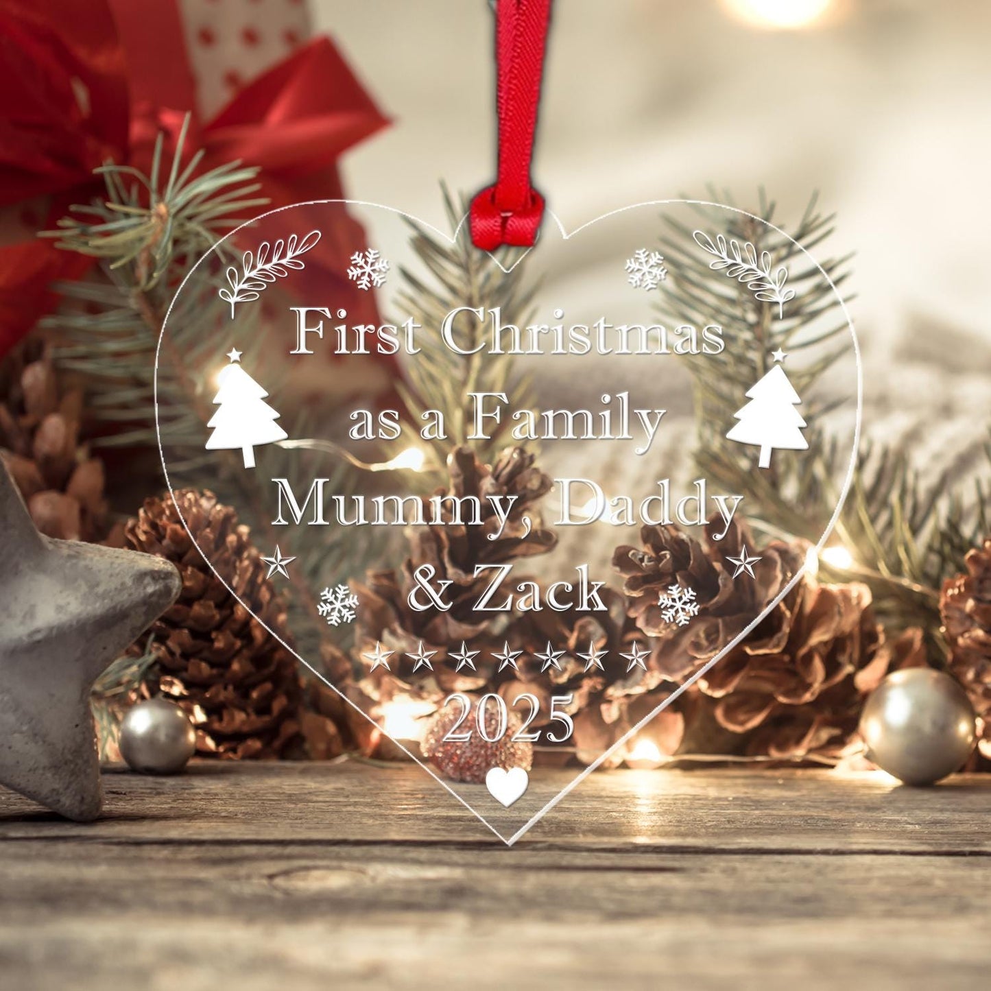 Personalised First Christmas Family Bauble Any Name 1st Xmas Tree Decoration Gift