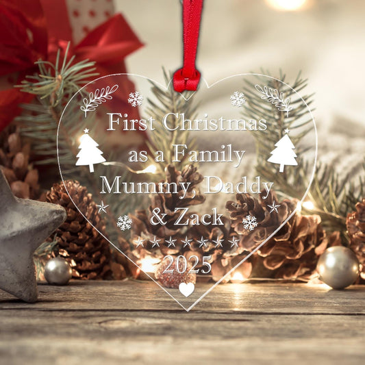 Personalised First Christmas Family Bauble Any Name 1st Xmas Tree Decoration Gift